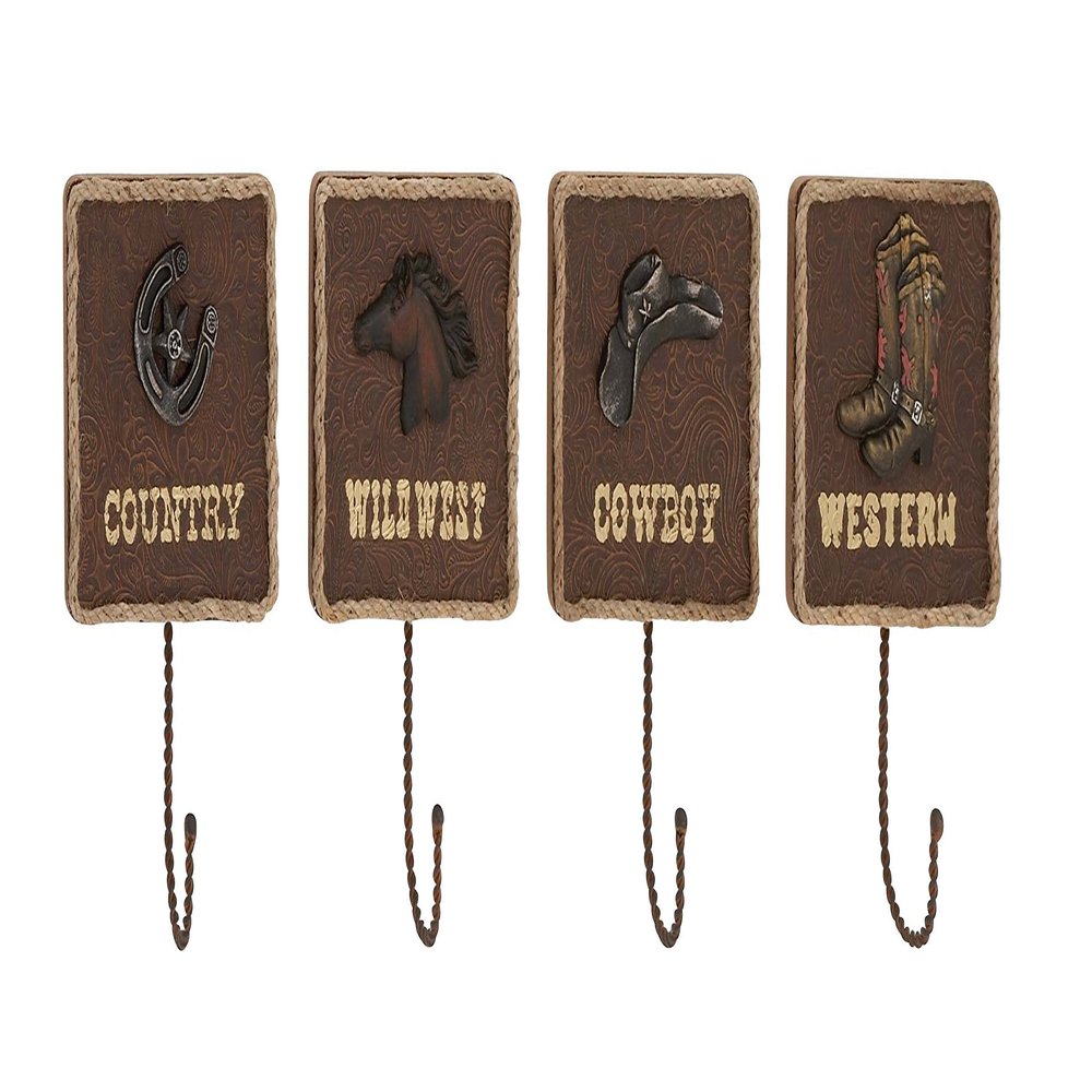 Deco 79 Wood Metal Wall Hook S/4 6" W, 10" H-93888, 6" x 10"