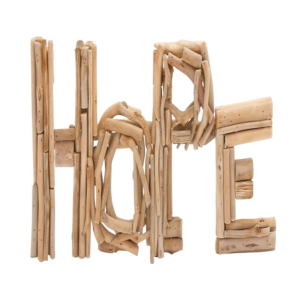 Deco 79 Driftwood Hope 20" W, 10" H-76359, 20" x 10"