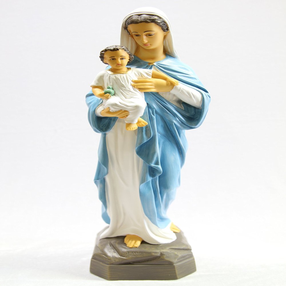 16" Virgin Mary Blessed Mother Madonna with Baby Jesus Holy Child Italian Catholic Religious Gift Statue Sculpture Figurine Vittoria Collection Made in Italy