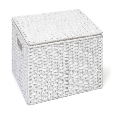 ARPAN Paper Rope Storage Basket Box with Lid-White, X-Large