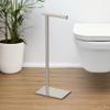 Gatco 1431SN, Modern Rectangle Base Freestanding Toilet Paper Holder, 22.25, Satin Nickel/Free Standing Toilet Tissue Holder Stand with Weighted Base view 3