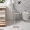 Gatco 1431SN, Modern Rectangle Base Freestanding Toilet Paper Holder, 22.25, Satin Nickel/Free Standing Toilet Tissue Holder Stand with Weighted Base view 4