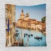 Ambesonne Scenery Tapestry, Gondolas on the Canal Grande Sunset in Venice City Romantic View Image Print, Wall Hanging for Bedroom Living Room Dorm Decor, 60" X 80", Blue and Tan view 1