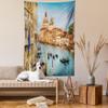 Ambesonne Scenery Tapestry, Gondolas on the Canal Grande Sunset in Venice City Romantic View Image Print, Wall Hanging for Bedroom Living Room Dorm Decor, 60" X 80", Blue and Tan view 2