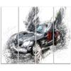 Designart Black Luxury Super Car Metal Wall Art-MT2630-48x28-4 Panels, 28'' H x 48'' W x 1'' D 4P view 1