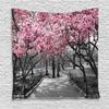 Ambesonne NYC Tapestry, Blossoms in Central Park Landscape with Cherry Trees Forest in Spring Season Picture, Wall Hanging for Bedroom Living Room Dorm, 60" X 80", Magenta Grey view 1