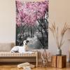 Ambesonne NYC Tapestry, Blossoms in Central Park Landscape with Cherry Trees Forest in Spring Season Picture, Wall Hanging for Bedroom Living Room Dorm, 60" X 80", Magenta Grey view 2