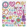 Ambesonne 1960s Shower Curtain, Psychedelic Notebook Doodles Sun Rays Sunny Floral Birds Guitar Flower Happy Stars, Cloth Fabric Bathroom Decor Set with Hooks, 69" W x 75" L, Yellow Blue view 2