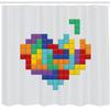 Ambesonne 90s Shower Curtain, Video Game Colorful Heart Valentines Day Happy Valentine Celebration Joy Love Print, Cloth Fabric Bathroom Decor Set with Hooks, 69" W x 75" L, Rainbow view 2