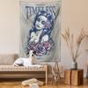 Ambesonne Skull Tapestry, Day of the Dead Lady with Roses Lady Witch American Traditional Style, Wall Hanging for Bedroom Living Room Dorm Decor, 40" X 60", Night Blue and Pale Grey view 2