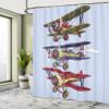 Ambesonne Airplane Shower Curtain, 3 Biplanes Flies on a Background of The Sky Ink Paint Old Fashioned Travel, Cloth Fabric Bathroom Decor Set with Hooks, 69" W x 70" L, Aqua view 4
