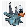 Ambesonne Airplane Shower Curtain, Jet Bird Angry Comic Aircraft German Pilot Duckling Funny Character, Cloth Fabric Bathroom Decor Set with Hooks, 69" W x 70" L, Slate Blue Orange White view 2