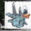 Ambesonne Airplane Shower Curtain, Jet Bird Angry Comic Aircraft German Pilot Duckling Funny Character, Cloth Fabric Bathroom Decor Set with Hooks, 69" W x 70" L, Slate Blue Orange White view 3