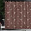 Ambesonne Fleur De Lis Shower Curtain, Fleur-de-Lis in Diamond Shape Lines Classical Cultural Victorian Style, Cloth Fabric Bathroom Decor Set with Hooks, 69" W x 84" L, Green Maroon view 3