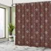 Ambesonne Fleur De Lis Shower Curtain, Fleur-de-Lis in Diamond Shape Lines Classical Cultural Victorian Style, Cloth Fabric Bathroom Decor Set with Hooks, 69" W x 84" L, Green Maroon view 4