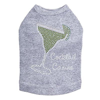 Margarita - Rhinestone with Cocktail Canine - Dog Tank, 2XL Heather Gray