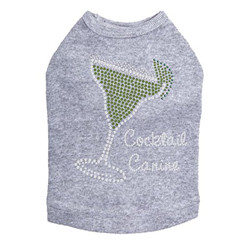 Margarita - Rhinestone with Cocktail Canine - Dog Tank, 2XL Heather Gray