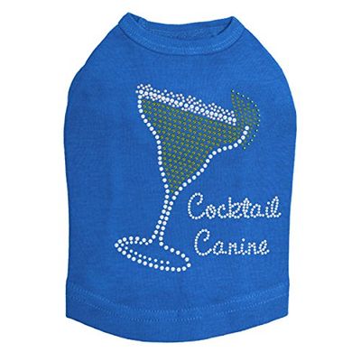 Margarita - Rhinestone with Cocktail Canine - Dog Tank, 2XL Royal Blue
