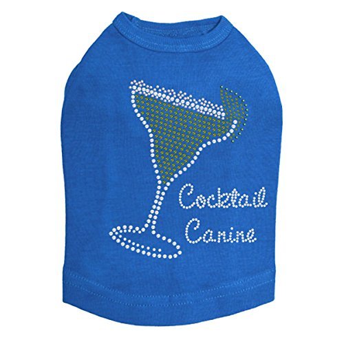 Margarita - Rhinestone with Cocktail Canine - Dog Tank, 2XL Royal Blue