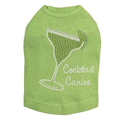 Margarita - Rhinestone with Cocktail Canine - Dog Tank, 2XL Lime Green