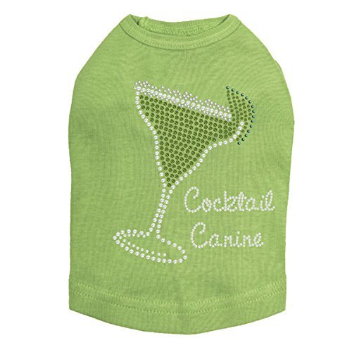 Margarita - Rhinestone with Cocktail Canine - Dog Tank, 2XL Lime Green