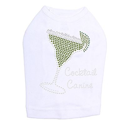 Margarita - Rhinestone with Cocktail Canine - Dog Tank, 2XL White