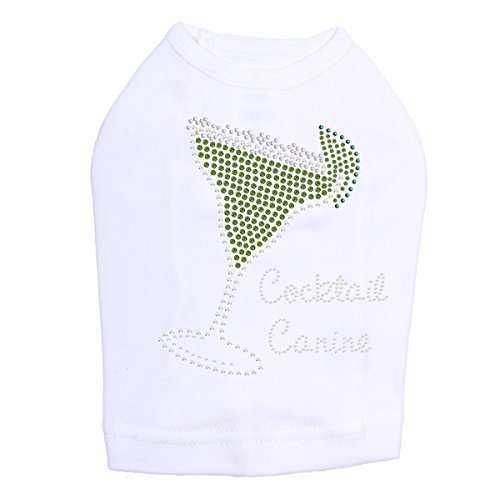 Margarita - Rhinestone with Cocktail Canine - Dog Tank, 2XL White
