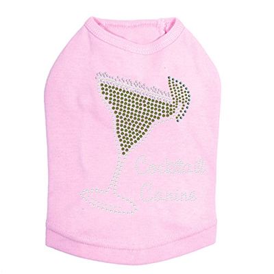Margarita - Rhinestone with Cocktail Canine - Dog Tank, 2XL Pink