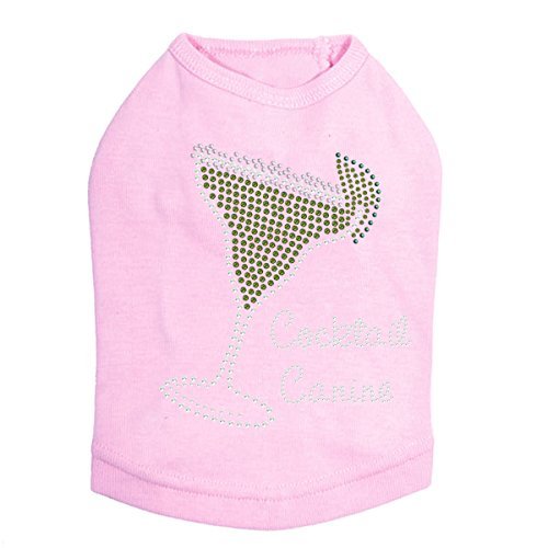 Margarita - Rhinestone with Cocktail Canine - Dog Tank, 2XL Pink