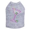 Martini - Fuchsia with Clear Rhinestones with Yappy Hour - Dog Tank, 2XL Heather Gray view 1