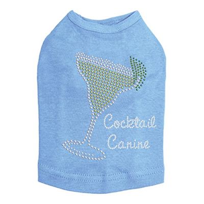 Margarita - Rhinestud with Cocktail Canine - Dog Tank, M Blue