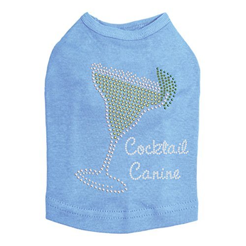 Margarita - Rhinestud with Cocktail Canine - Dog Tank, M Blue