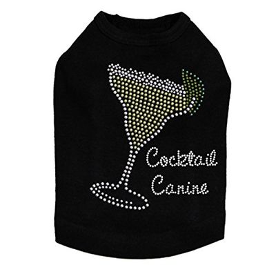 Margarita - Rhinestud with Cocktail Canine - Dog Tank, L Black