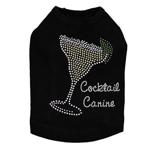 Margarita - Rhinestud with Cocktail Canine - Dog Tank, L Black
