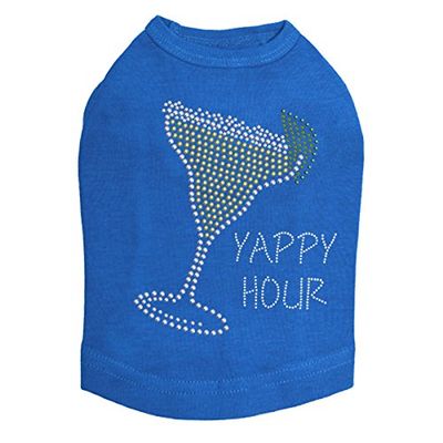 Margarita - Rhinestud with Yappy Hour - Dog Tank, L Royal Blue