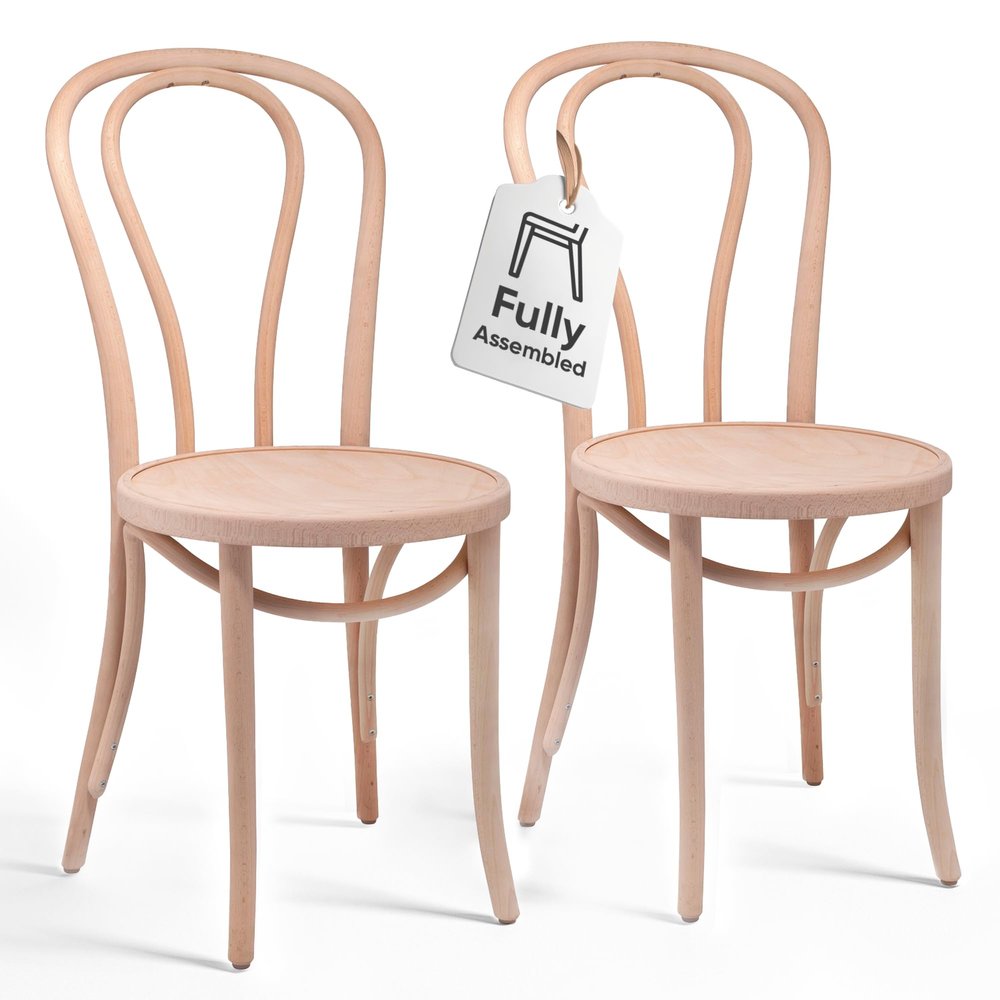1018 Hairpin Bentwood Dining Chairs Set of 2 | Natural Handcrafted Wood Frame, Rustic Indoor Furniture | Wooden Chair for Kitchen Table, Coffee Shop, Cafe, or Bistro | Dining Room Chairs in rew