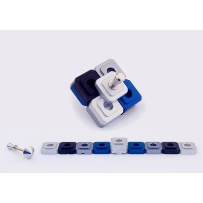 Agayof Travel Hanukkah Menorah: Dreidel Shaped 7.5 X 30 cm / 2.95" X 11.81" - Silver Grey Black Blue mn012