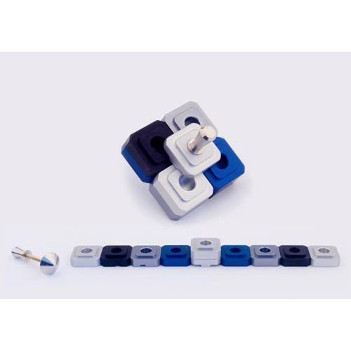 Agayof Travel Hanukkah Menorah: Dreidel Shaped 7.5 X 30 cm / 2.95" X 11.81" - Silver Grey Black Blue mn012