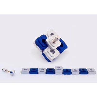 Agayof Travel Hanukkah Menorah: Dreidel Shaped 7.5 X 30 cm / 2.95" X 11.81" - Silver Blue mn013