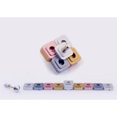 Agayof Travel Hanukkah Menorah: Dreidel Shaped 7.5 X 30 cm / 2.95" X 11.81" - Silver Grey Gold Pink mn014