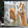 Ambesonne Nature Shower Curtain, Pony and Border Collie Dog are Dating Friendship Companionship Themed Nature, Cloth Fabric Bathroom Decor Set with Hooks, 69" W x 84" L, Amber Tan Grey view 3