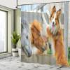 Ambesonne Nature Shower Curtain, Pony and Border Collie Dog are Dating Friendship Companionship Themed Nature, Cloth Fabric Bathroom Decor Set with Hooks, 69" W x 84" L, Amber Tan Grey view 4