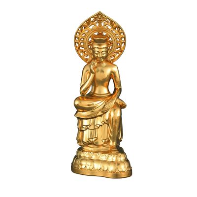 Japan's National Treasure : Kyoto Koryu-ji Bodhisattva Maitreya (Gold) (Reproduction) - Alloy Statue - Japan Imported [Standard ship by EMS (Expedited) : with Tracking & Insurance]