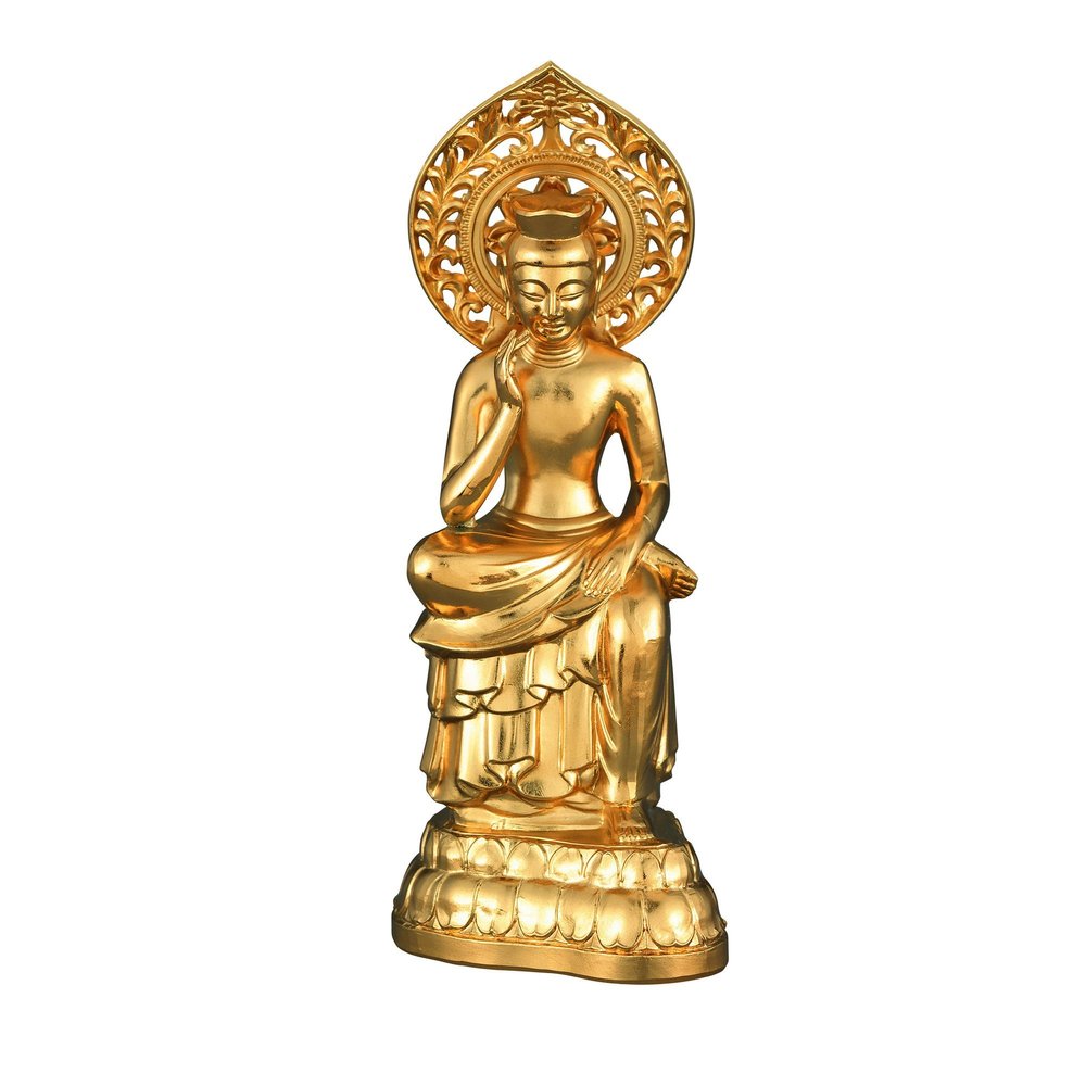 Japan's National Treasure : Kyoto Koryu-ji Bodhisattva Maitreya (Gold) (Reproduction) - Alloy Statue - Japan Imported [Standard ship by EMS (Expedited) : with Tracking & Insurance]