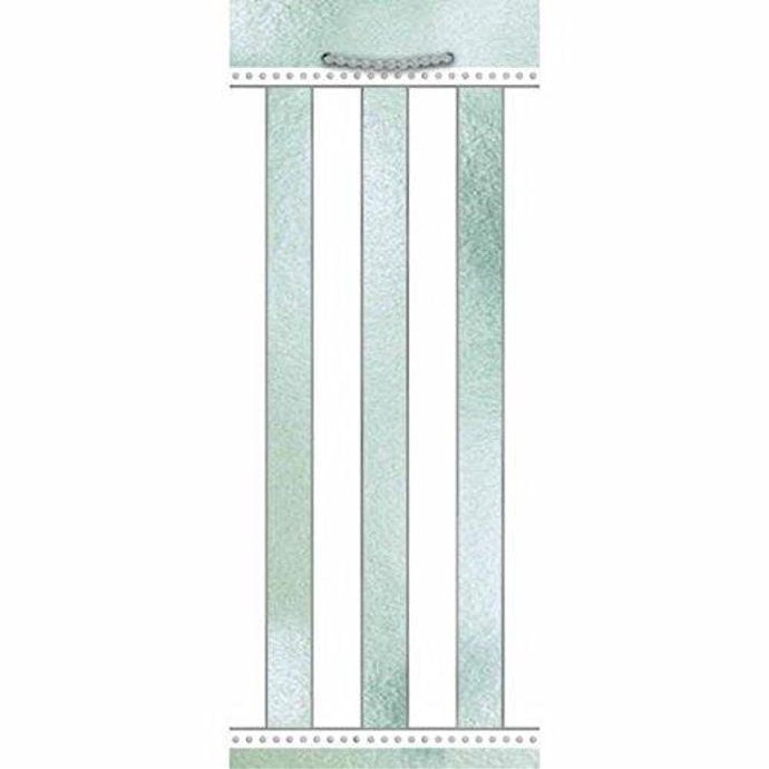 Amscan Glossy Stripe Bottle Bag Party Supply, Silver/White, 13" x 5 1/4" x 3 1/2"