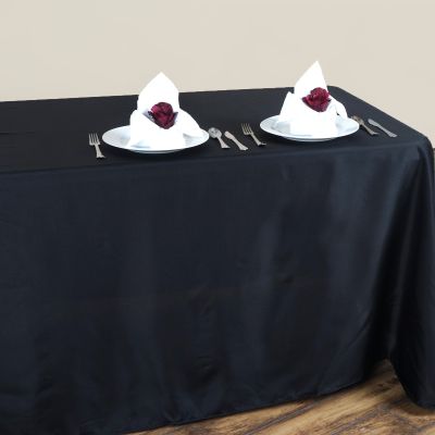BalsaCircle 90x132-Inch Black Rectangle Polyester Tablecloth Table Cover Linens for Wedding Party Events Kitchen Dining
