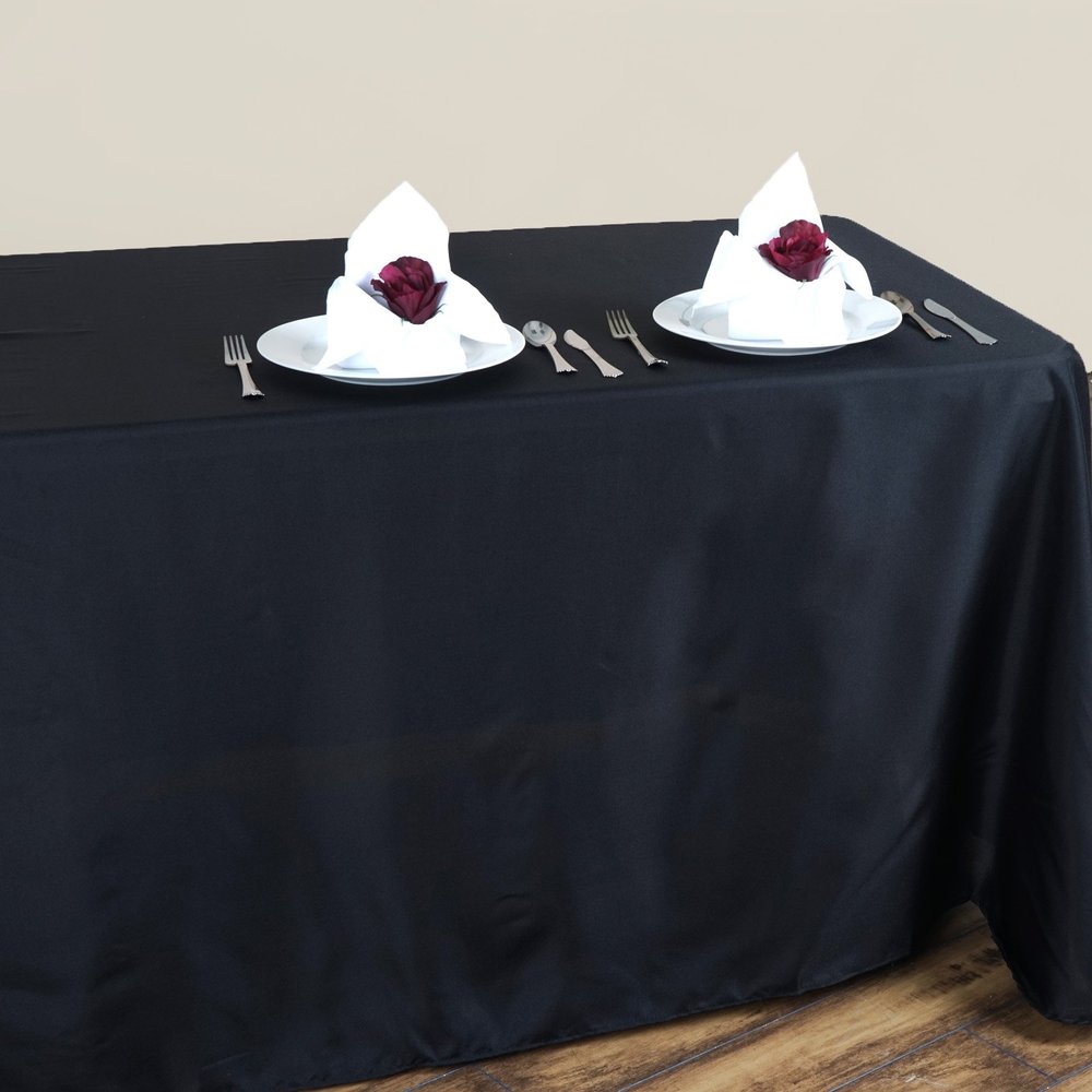 BalsaCircle 90x132-Inch Black Rectangle Polyester Tablecloth Table Cover Linens for Wedding Party Events Kitchen Dining