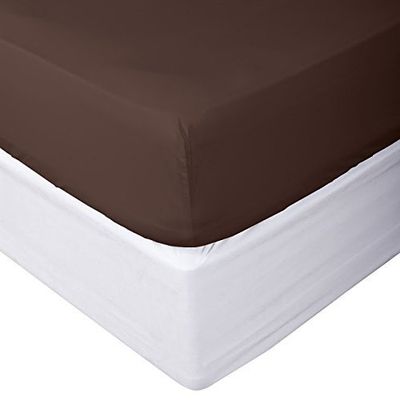 800 Thread Count Egyptian Quality Cotton Solid 1 PC Fitted Sheet (Bottom Sheet Only) Fit Upto 15" inches Deep Pocket (Full, Chocolate).