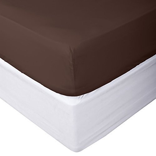 800 Thread Count Egyptian Quality Cotton Solid 1 PC Fitted Sheet (Bottom Sheet Only) Fit Upto 15" inches Deep Pocket (Full, Chocolate).