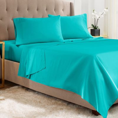 Empyrean Twin Sheets Set - 3 PC Super Soft Twin Bed Sheets - Double Brushed Microfiber Twin Sheet Set - Hotel Luxury Teal Blue Bed Sheets Twin Size, with 4 Corner Elastic Straps